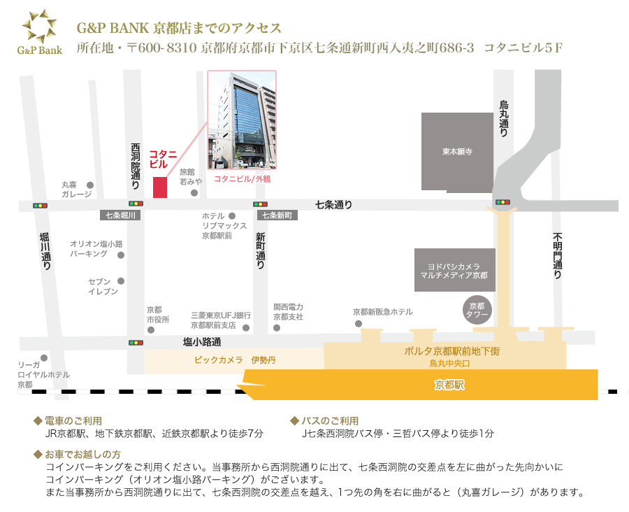ジーピーバンク京都・京都店アクセスマップ
